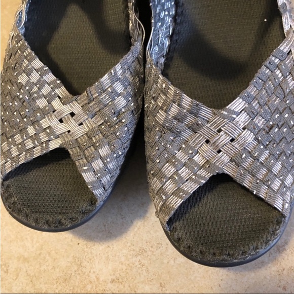 Bernie Mev woven silver open toe rocker shoes size 8.5 - Picture 3 of 8